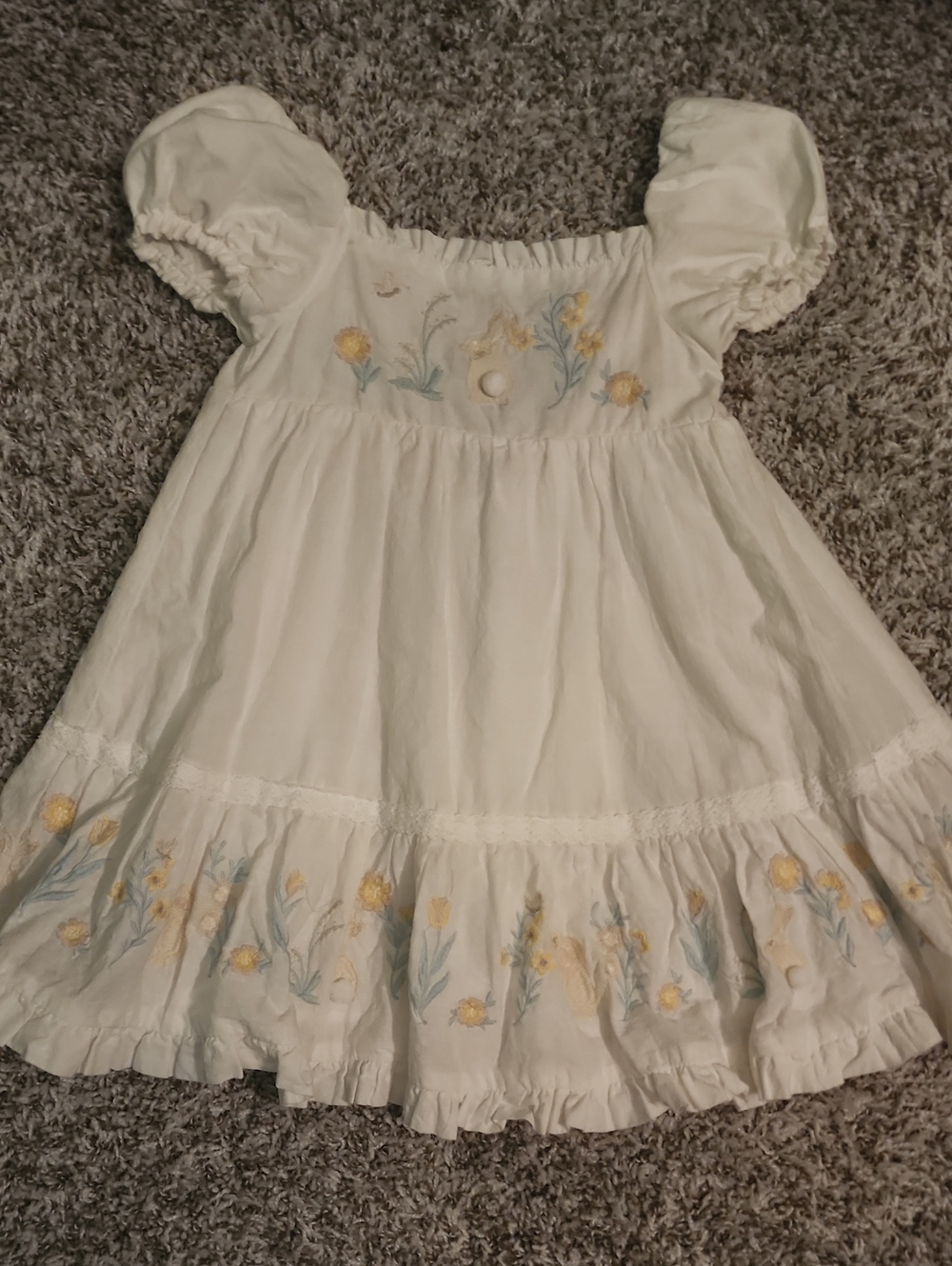 Christian Siriano White Toddler Dress, Size 3T, With Bunny And Spring Theme, EUC
